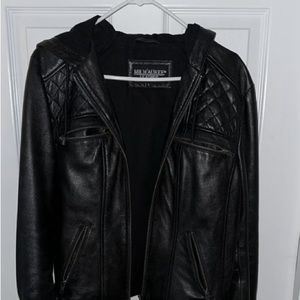 Black leather jacket in good condition. Used a handful of times. It runs small